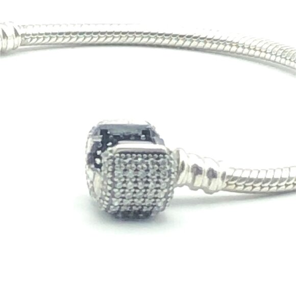 Pandora Moments Sterling Silver Charm Bracelet With Sparkling Pave Clasp - 7.5 I - Picture 5 of 5